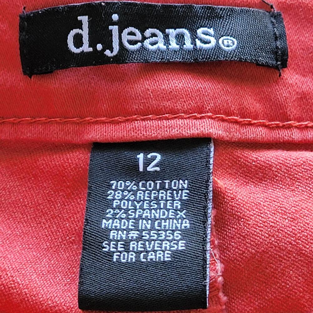 d. jeans Women's Rust Red Colored Stretch Denim Pants sz 12 - Picture 7 of 9